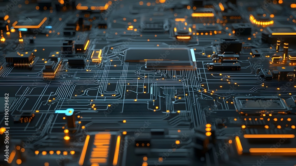 Aufkleber mesmerizing neon hued circuit board background glowing with high tech brilliance creating a futurist