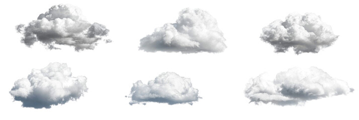 A set of white cloud on a transparent background