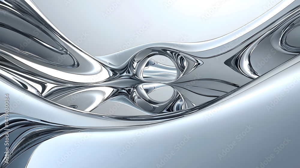 Poster sleek and shiny metallic reflective surface with smooth abstract pattern futuristic modern minimalis