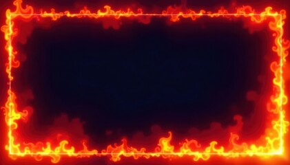 Electric frame, burning flame border, blank rectangle center , shine, blaze, bright