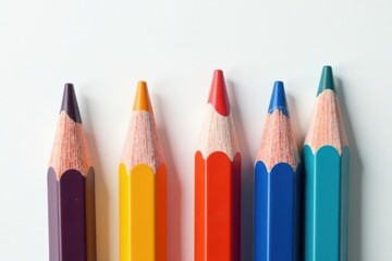 Four vibrant colored pencils, sharp points, isolated , backdrop, pencils, isolated