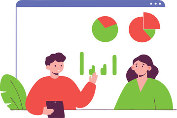 Flat Isometric Vector of EdTech Startup Team Developing AI-Based Learning Software

