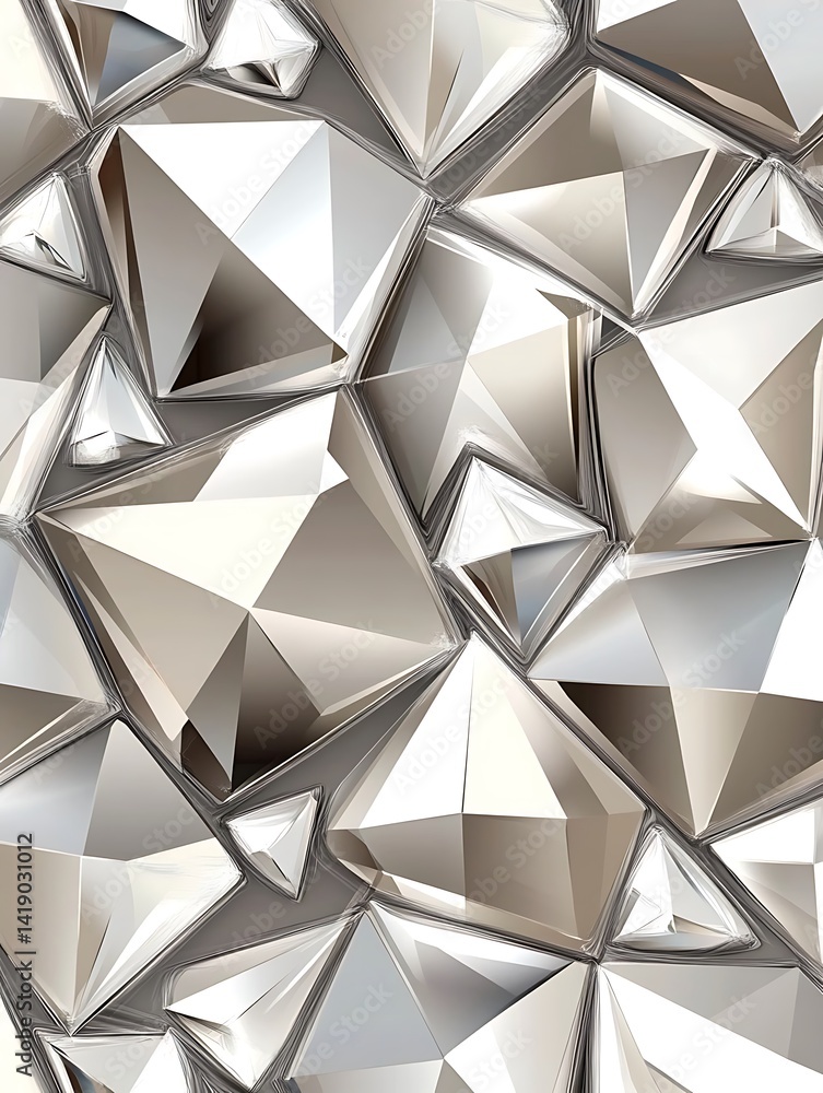 Poster abstract background with metallic gray and white geometric shapes, creating a three dimensional effe