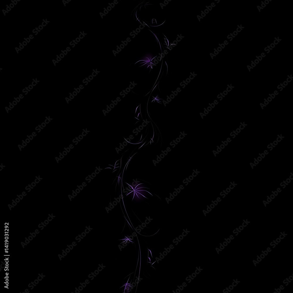 Fototapete abstract image of purple sparkling particles swirling in a vertical motion against a black backgroun