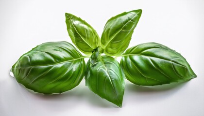 Fototapeta premium Basil Leaf: Fresh, vibrant, and meticulously detailed, showcasing the elegance of nature's design with a focus on its textures and delicate form.