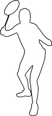 Badminton Player Silhouette Line