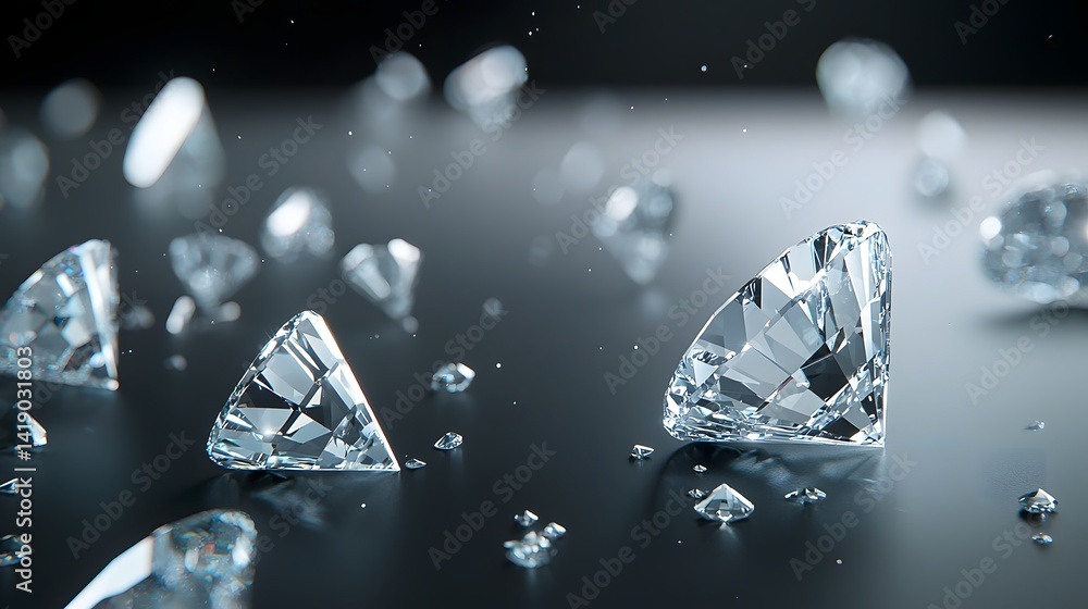Aufkleber mesmerizing soft focus diamond reflections creating a glittering scintillating pattern against a dar