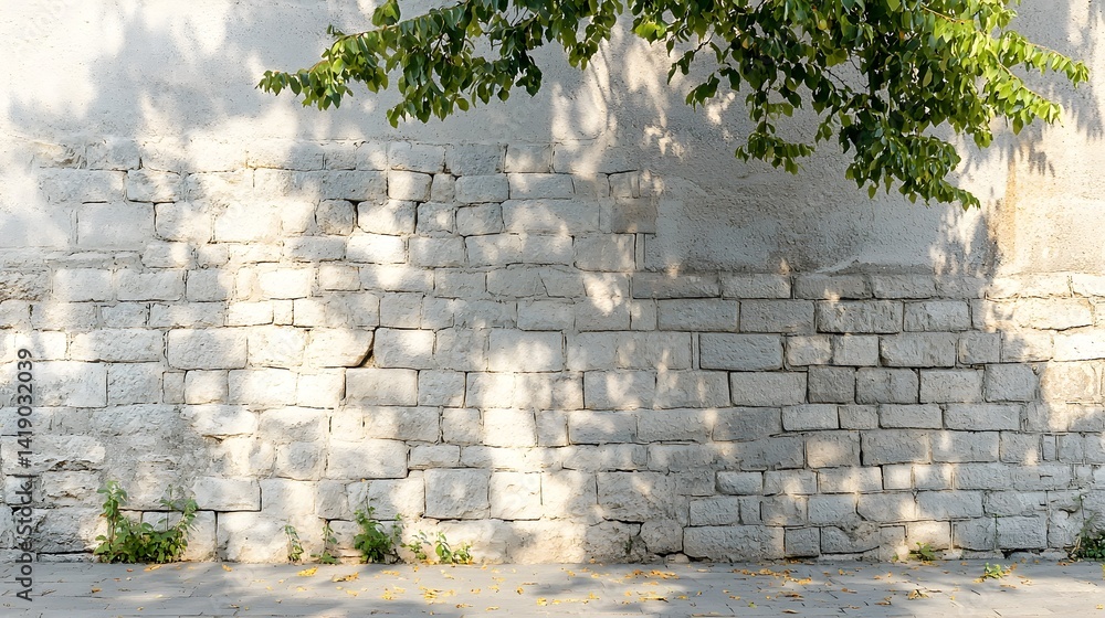 Poster weathered and aged stone wall featuring intricate textural patterns natural cracks and captivating s