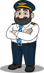 Smiling Male Pilot Full Body Vector Image