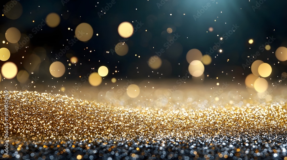 Aufkleber enchanting golden glitter particles softly floating and shimmering in a serene atmospheric backgroun