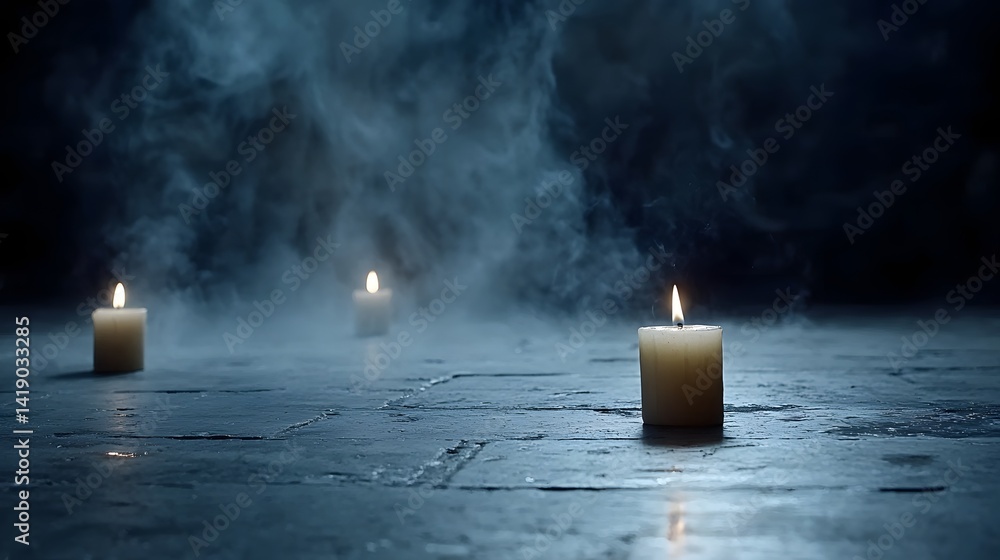Aufkleber soft glowing candlelight casting a warm luminous glow against a dark shadowy background creating a c