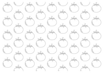 野菜の背景　黒ラインのトマトイラスト