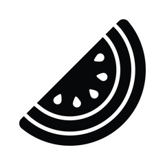 An editable glyph style icon of watermelon slice