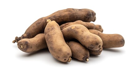 Chinese yam pile with white background.
