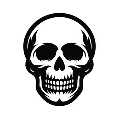 Black and White Skull Illustration Isolated on White Background