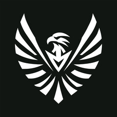 Graphic Bird Design on Black Background Symbol of Strength
