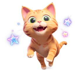 Whimsical Feline Fantasy, An Adorable Star Cat's Cosmic Adventure with Glowing Stars, a delightful illustration blending charm and celestial wonder for all ages
