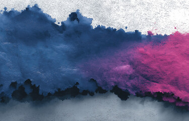 Watercolor Dark Blue and Purple Brush Stroke Background with White Outline and Lens Flare Effect 