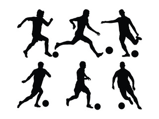 Soccer Player Silhouette Clipart Set for Sports