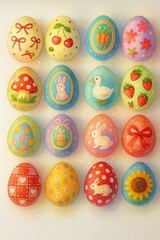 Decorated Easter Eggs Collection in Watercolor Style