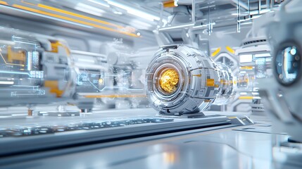 Rare earth element infusion process taking place in a technologically advanced futuristic chemical laboratory setting  Glowing liquids complex scientific equipment and a captivating