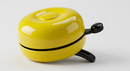 Bright Yellow Bicycle Bell with Black Mounting Bracket