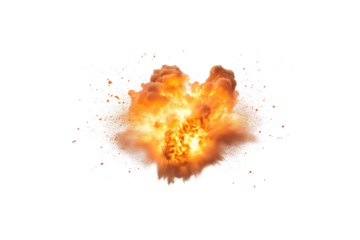 Fiery explosion with sparks on a transparent background