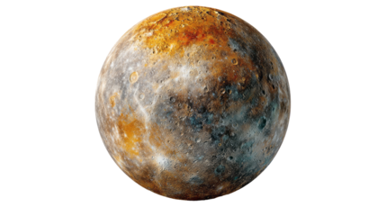the planet mercury. isolated, transparent background