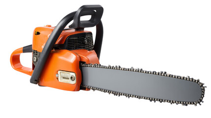 an orange chainsaw. isolated, transparent background