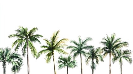 Obraz premium Tropical palm trees watercolor illustration on white background for nature and summer design 