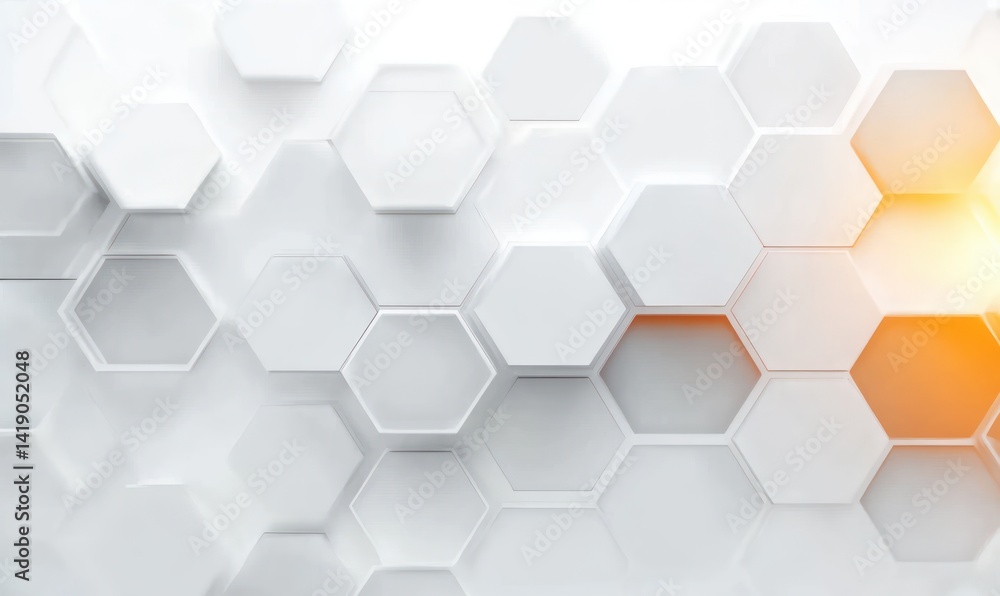 Fototapete Minimalist geometric hexagonal pattern background with soft gradients modern white and grey tones futuristic digital art