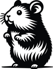 Playful hamster silhouette standing on hind legs