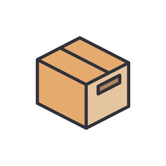 Box packaging colored icons, minimalist vector illustration ,simple transparent graphic element .Isolated on white background