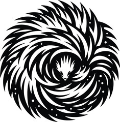 Hedgehog Curled in Defensive Ball Silhouette Illustration