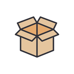 Box packaging colored icons, minimalist vector illustration ,simple transparent graphic element .Isolated on white background