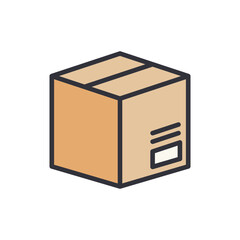 Box packaging colored icons, minimalist vector illustration ,simple transparent graphic element .Isolated on white background