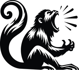 Howler Monkey Roaring Silhouette with Dynamic Tail