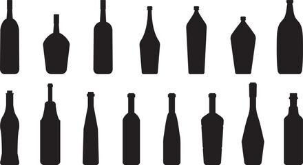 wine bottles set silhouette