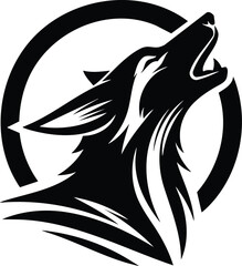 Jackal Howling at the Moon Vector Silhouette