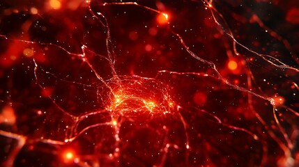 Abstract representation of neural networks in vibrant red hues.
