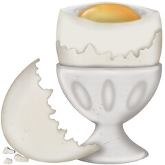 Boiled Duck eggs natural cute cartoon hand drawn Food Art illustration.