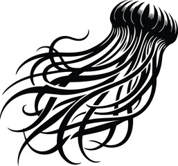 Elegant jellyfish silhouette with flowing tentacles in modern style