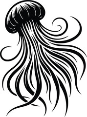 Fototapeta premium Elegant jellyfish silhouette with rhythmic tentacles in modern style