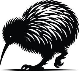 Kiwi Bird Silhouette in Motion Vector Illustration