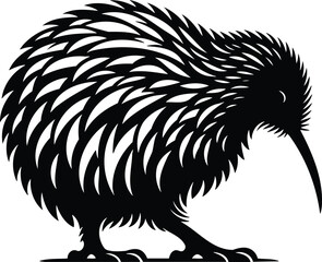 Kiwi Bird Silhouette in Motion Vector Symbol