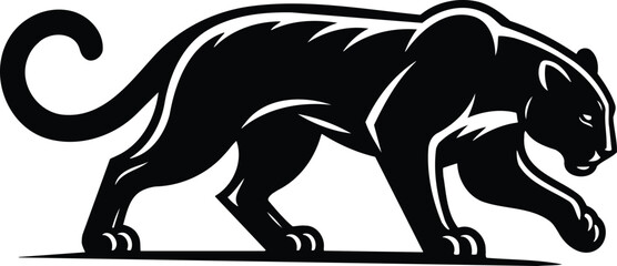 Obraz premium Leopard prowling stealthily silhouette vector illustration