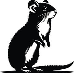 Obraz premium Alert Lemming Silhouette Standing Upright on Hind Legs