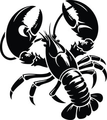 Lobster silhouette with claws raised in defensive pose