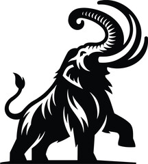 Triumphant Mammoth Silhouette with Raised Trunk in Modern Style