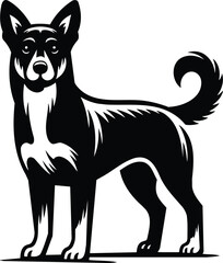 Alert Mongrel Dog Silhouette with Perked Ears